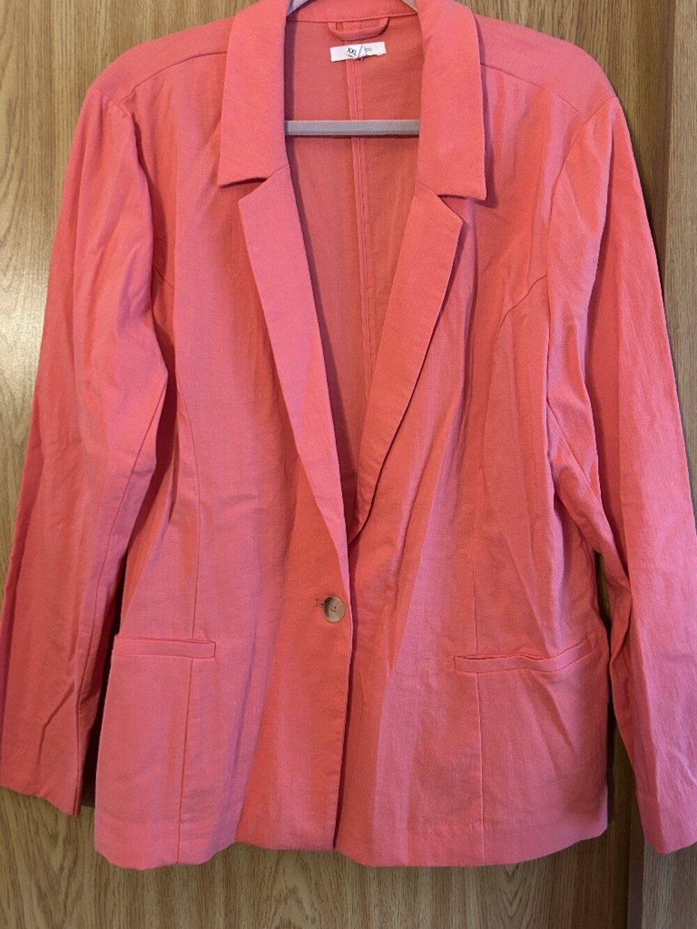 Maurices Coral Pink Textured Single-Button Blazer Jacket - Size XXL